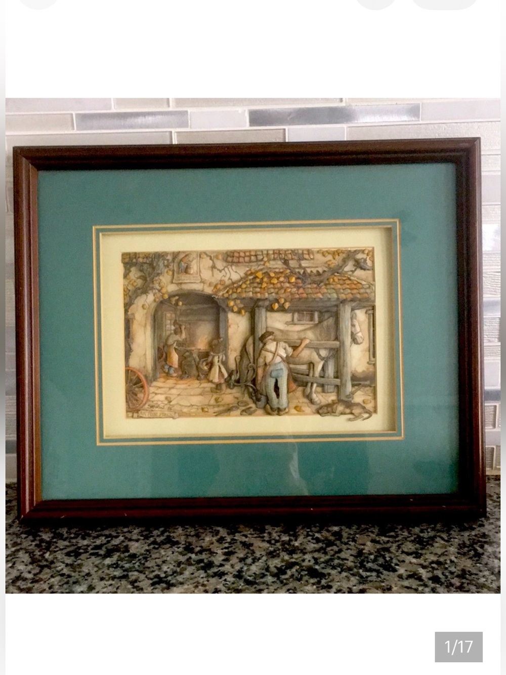 Anton Pieck Signed Vintage 3D Paper Tole Art Framed Wood Dimensional Sculpture